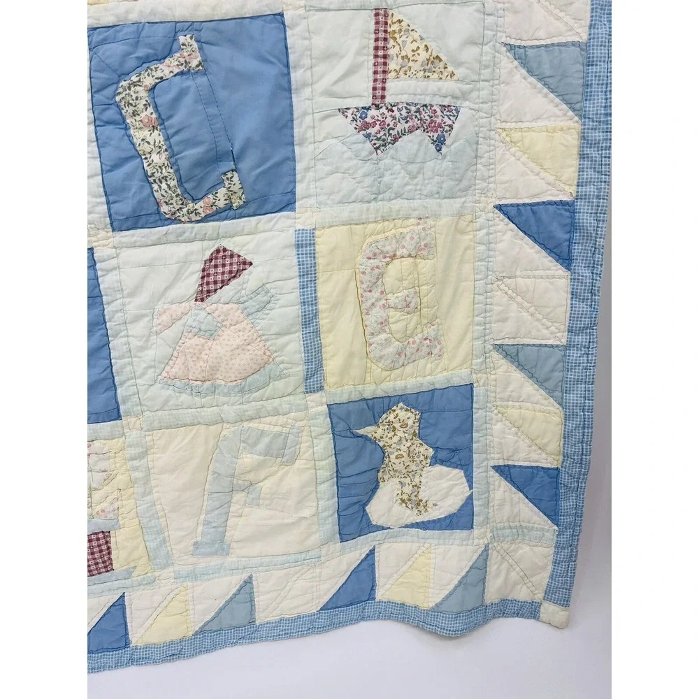 Vintage Handmade Quilt Alphabet Baby Nursery Crib ABC 34
